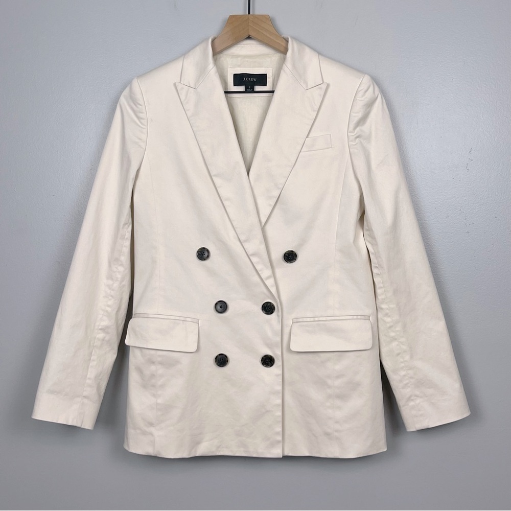 J.Crew ivory cotton Double Breasted Alfie blazer, size 2. - Picture 2 of 11